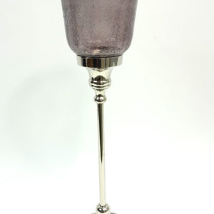 Kielich świecznik crackle szary